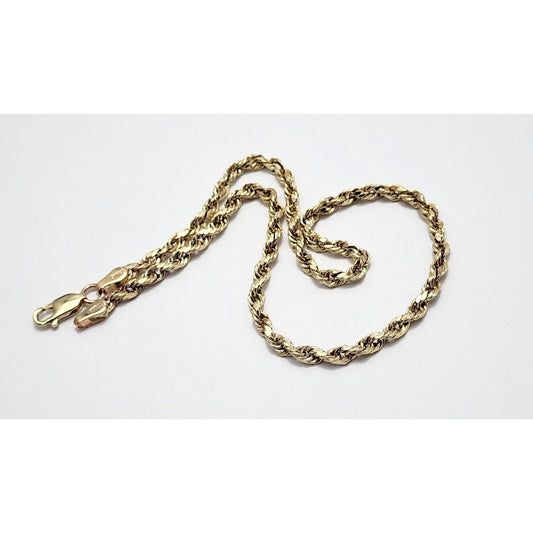 10K Yellow Gold Rope Chain Anklet Bracelet