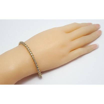 14K Solid Yellow Gold Diamond Tennis Link Bracelet