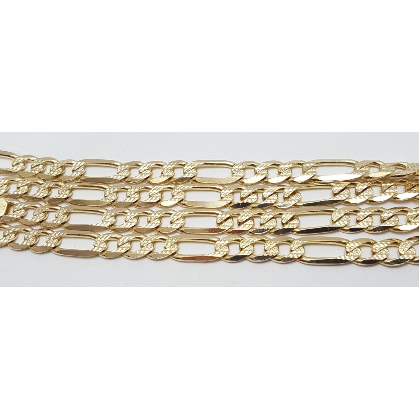 14K Yellow Gold Diamond Cut Figaro Link Chain Necklace