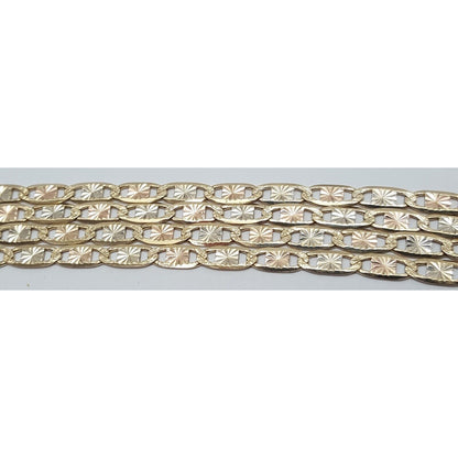 14K Tri Tone Gold Diamond Cut Mariner Link Chain Necklace