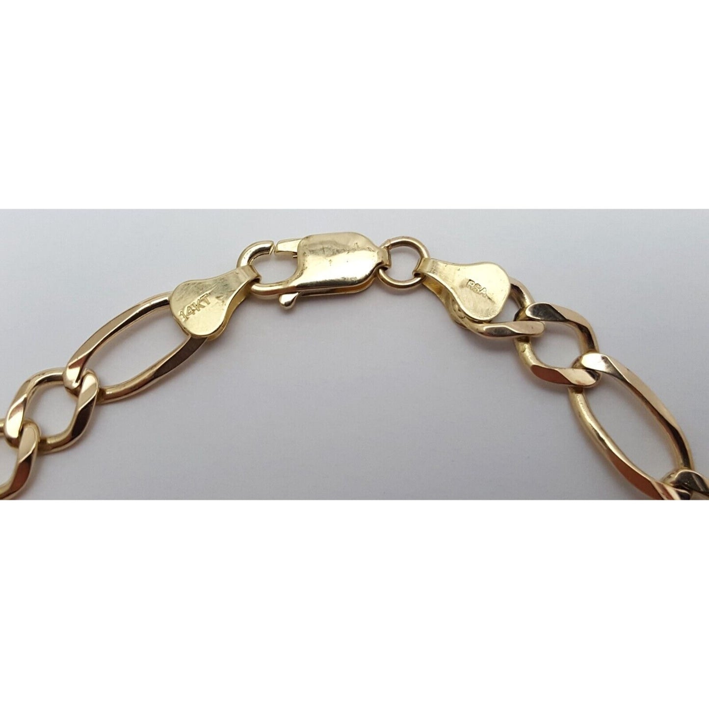 14K Solid Yellow Gold Figaro Link Bracelet