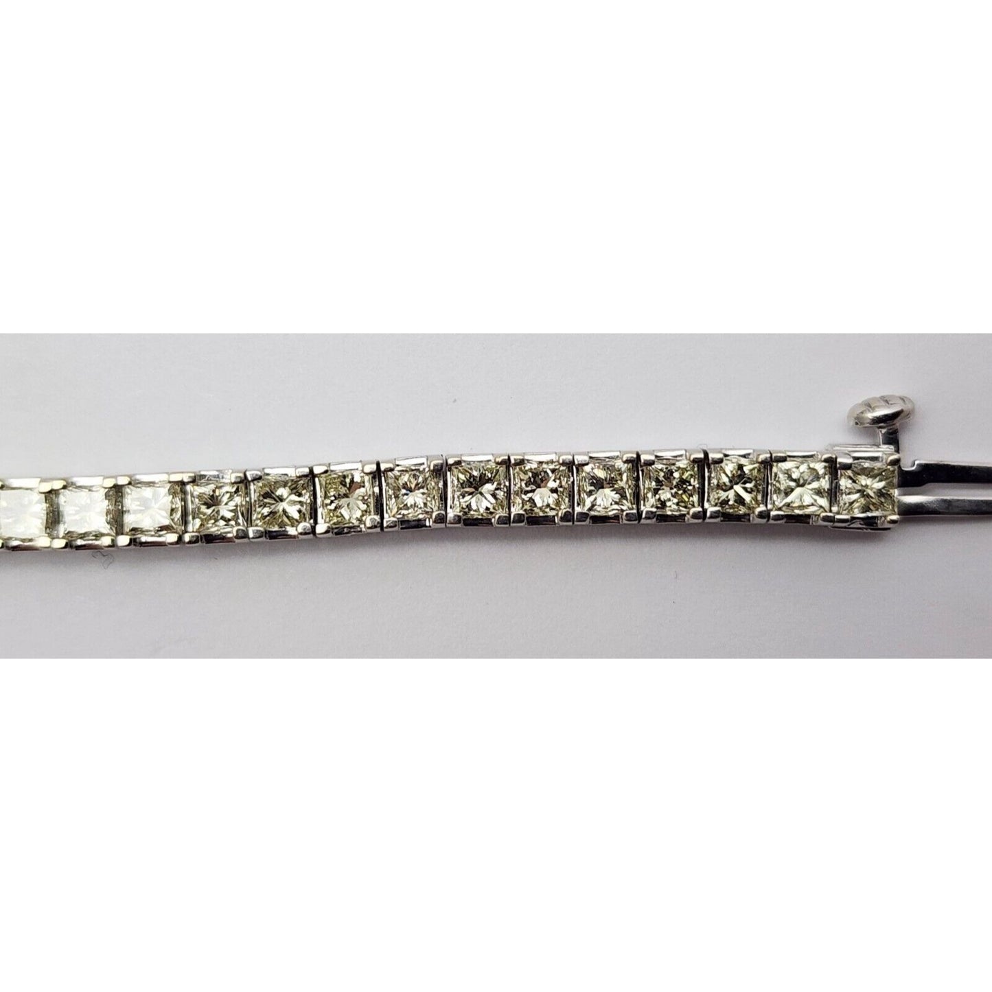 14K Solid White Gold Designer Princess Cut Diamond Tennis Link Bracelet