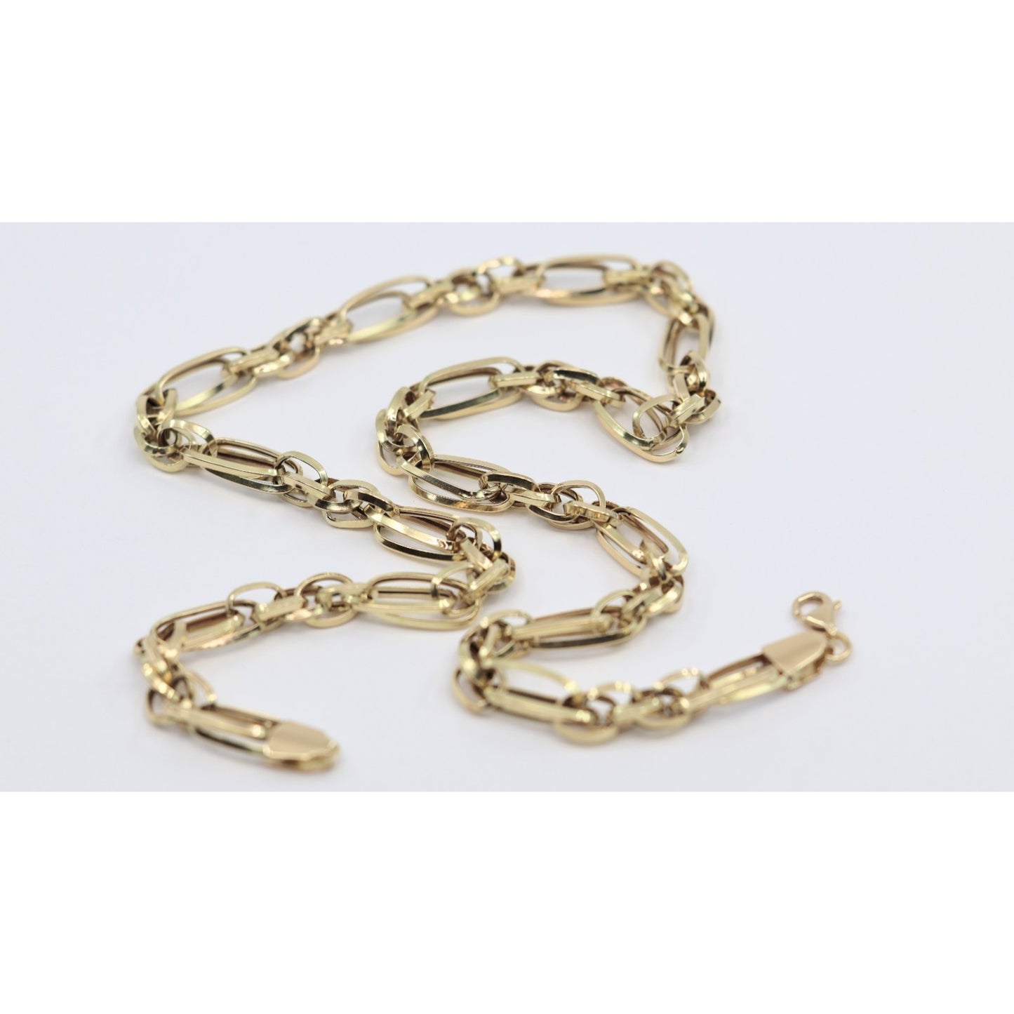 14K Yellow Gold Custom Cable Anchor Link Chain Necklace