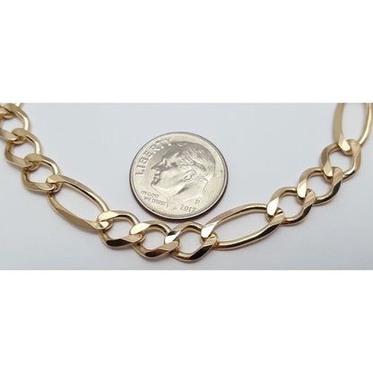 14K Solid Yellow Gold Figaro Link Bracelet