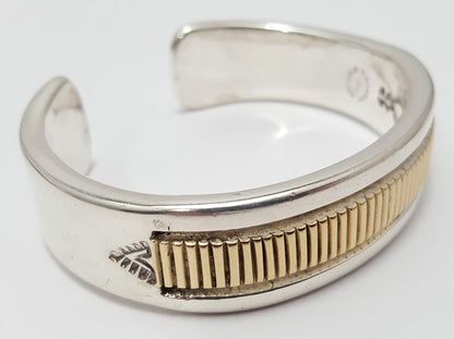 Bruce Morgan Navajo 14K Yellow Gold & Sterling Silver Heavy Cuff Bracelet