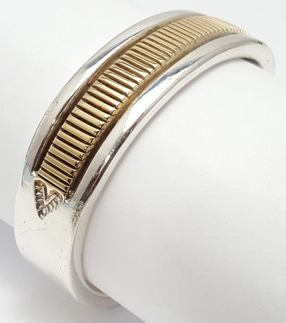 Bruce Morgan Navajo 14K Yellow Gold & Sterling Silver Heavy Cuff Bracelet