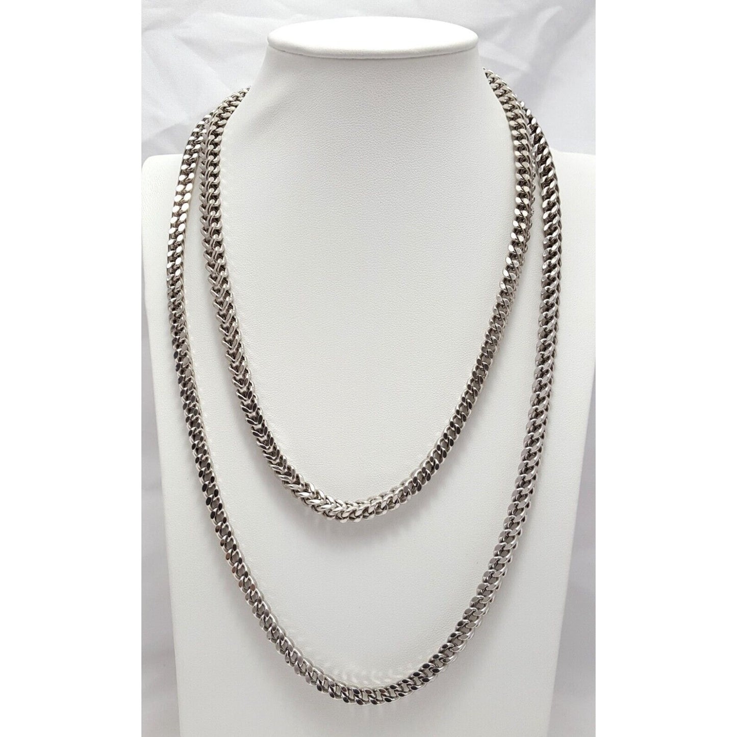 Large 10K White Gold Franco Link Chain Necklace