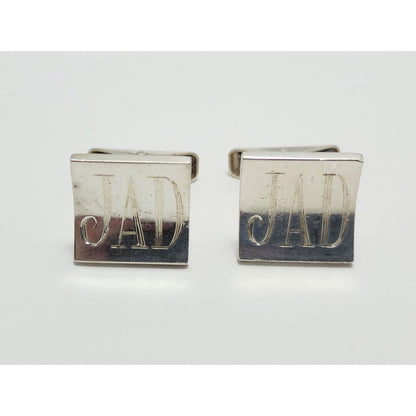 Vintage Rare Allan Adler Sterling Silver Square Modernist Cufflinks with Monogram