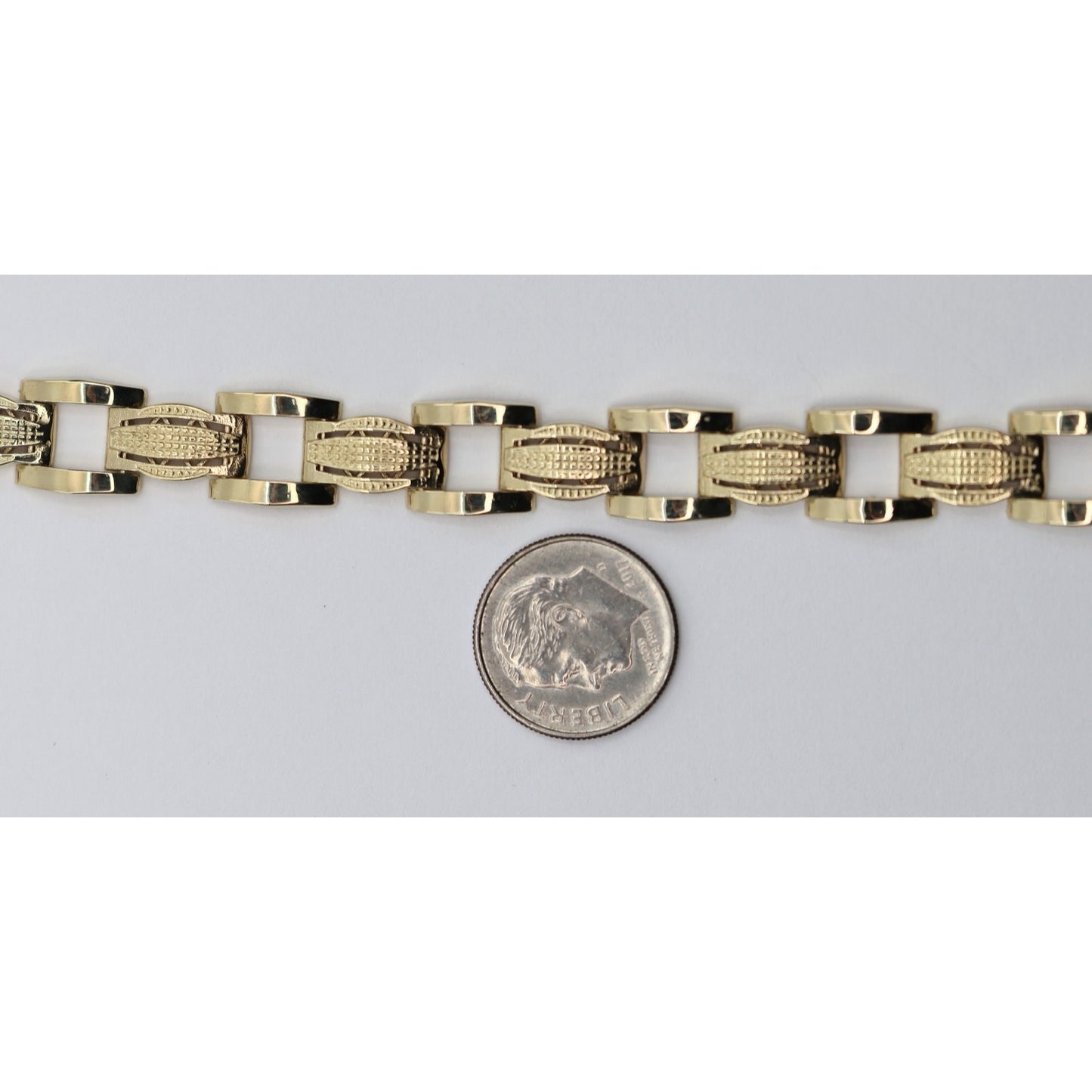 14K Yellow Gold Custom Wide Link Bracelet