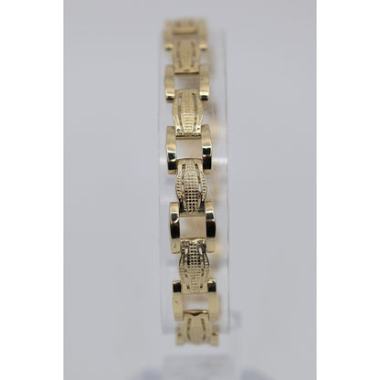 14K Yellow Gold Custom Wide Link Bracelet