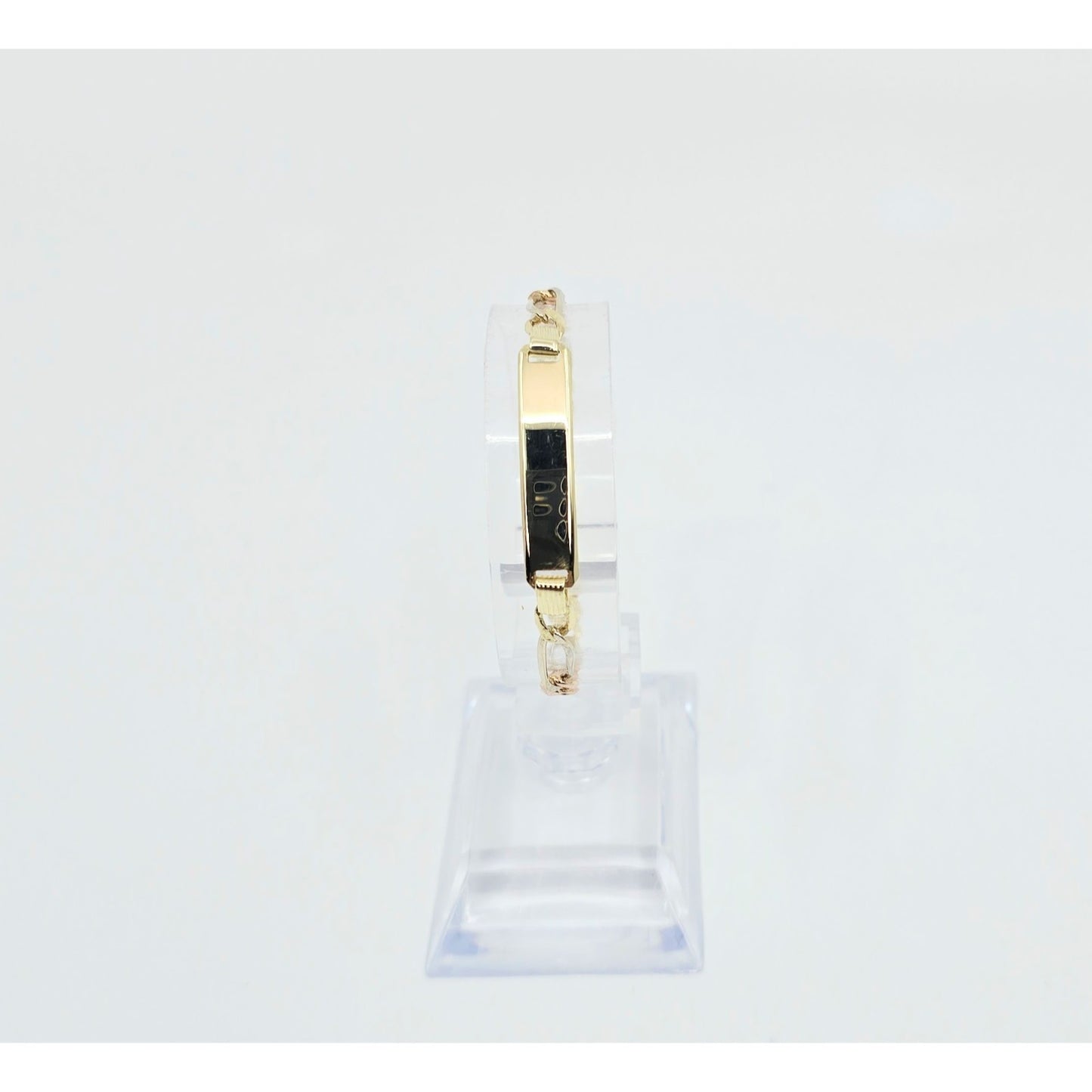 14K Tri Tone Gold Figaro Link ID Bracelet