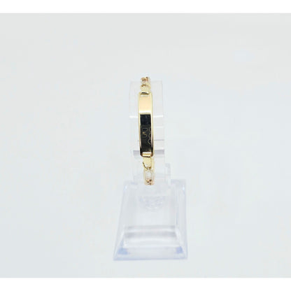 14K Tri Tone Gold Figaro Link ID Bracelet