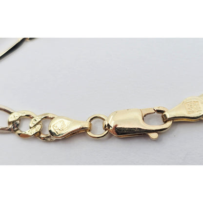 14K Tri Tone Gold Figaro Link ID Bracelet