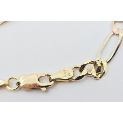 14K Tri Tone Gold Figaro Link ID Bracelet