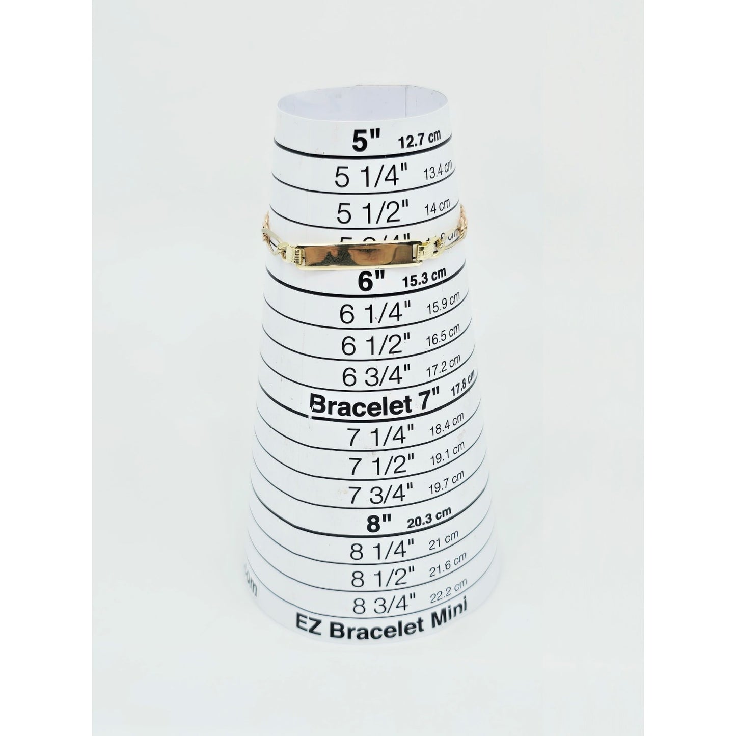14K Tri Tone Gold Figaro Link ID Bracelet
