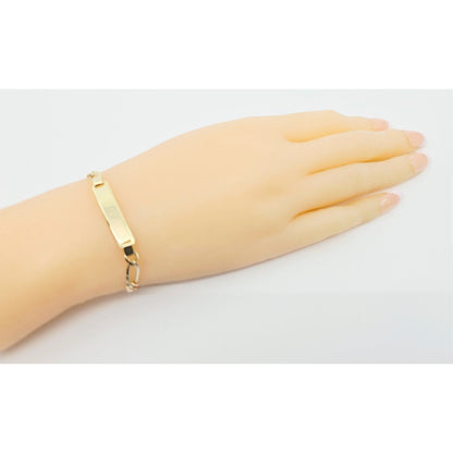 14K Tri Tone Gold Figaro Link ID Bracelet