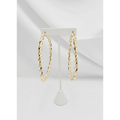 Large 10K Yellow Gold Spiral Tube Hoop Earrings