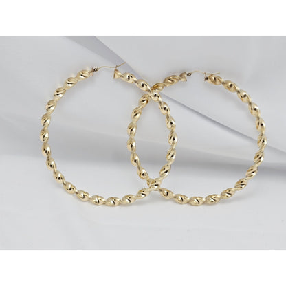 Large 10K Yellow Gold Spiral Tube Hoop Earrings