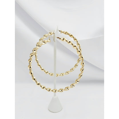 Large 10K Yellow Gold Spiral Tube Hoop Earrings