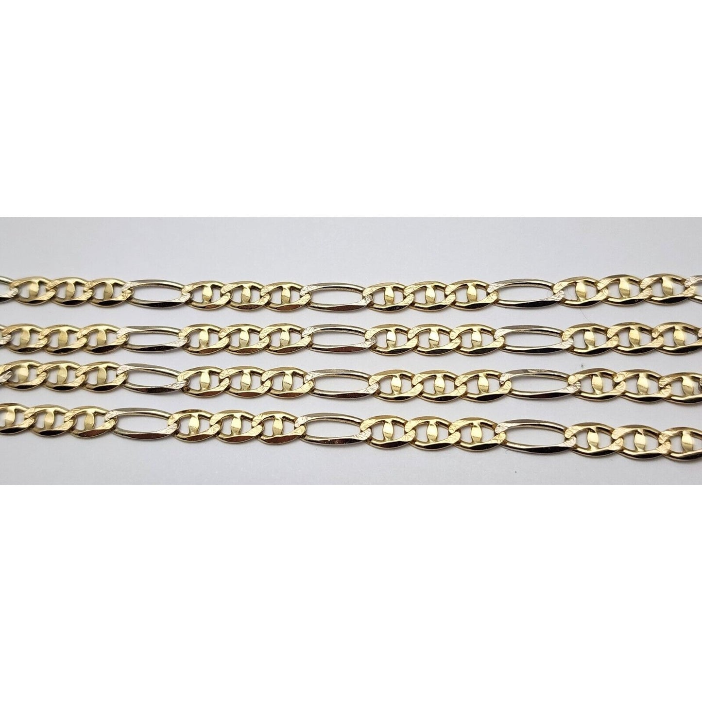 14K Two Tone Gold Diamond Cut Figaro Link Chain Necklace