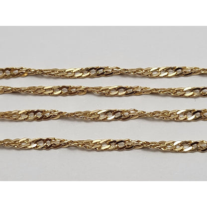 14K Yellow Gold Spiral Flat Link Chain Necklace