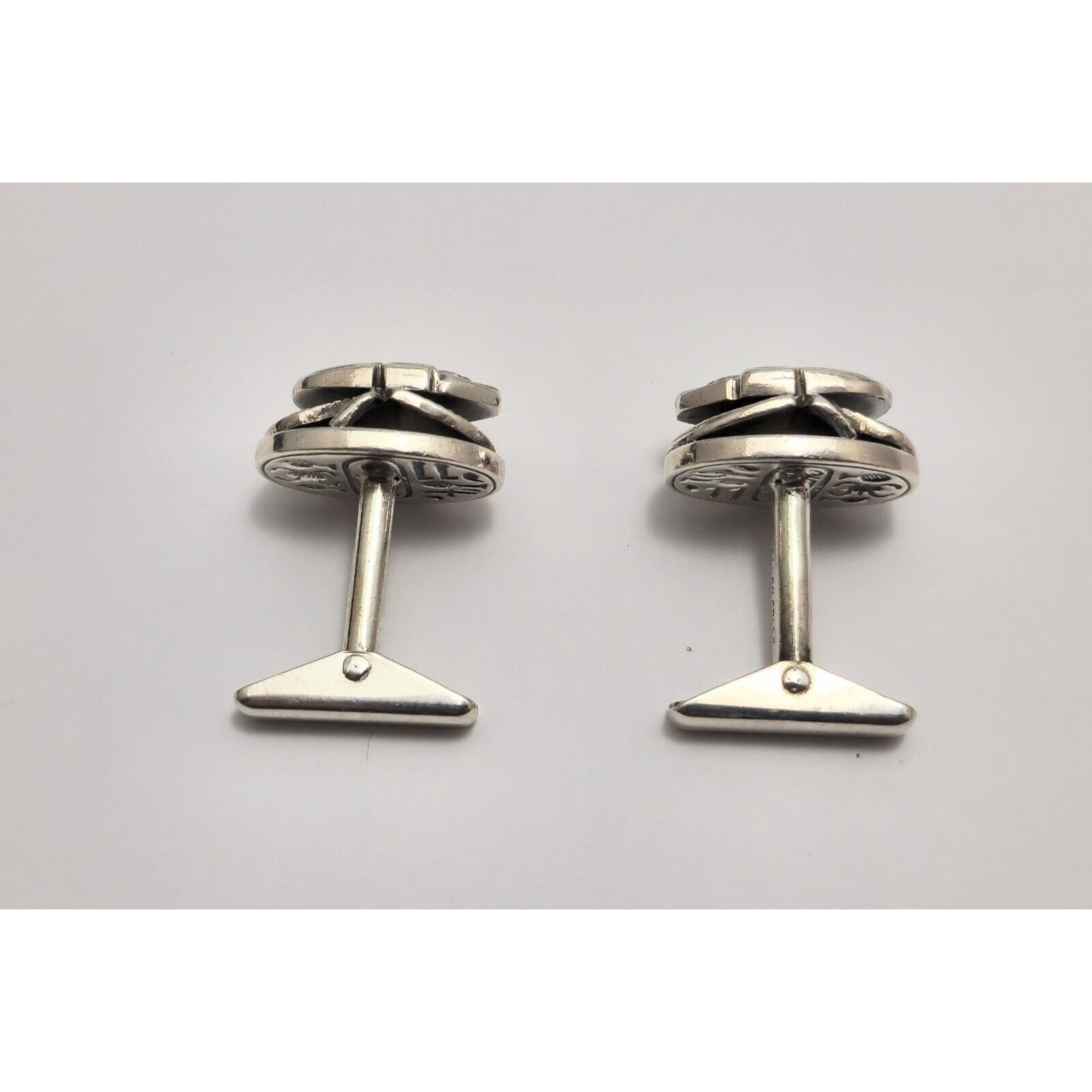 Allan Adler Sterling Silver Scarab Cufflinks 1940s Silversmith to the Stars