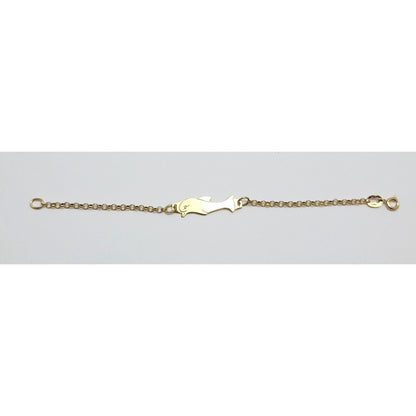 18K Solid Yellow Gold Designer Cable Link Dolphin Baby Bracelet