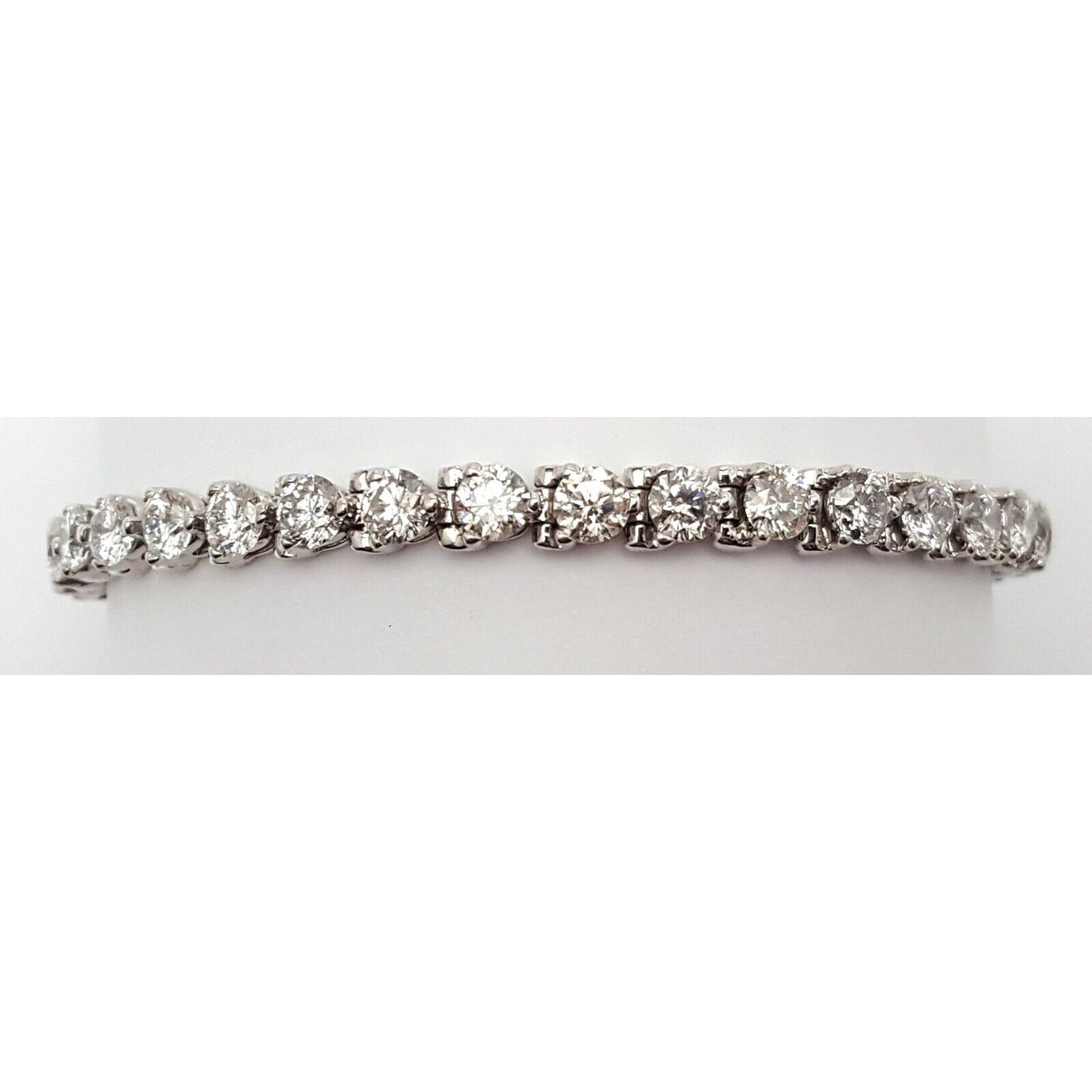 14K Solid White Gold Diamond Tennis Link Bracelet