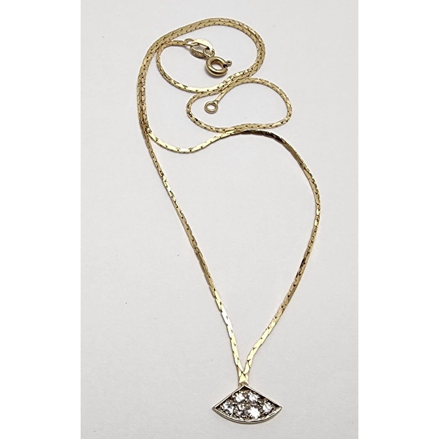 14K Yellow Gold Diamond Box Herringbone Link Chain Necklace