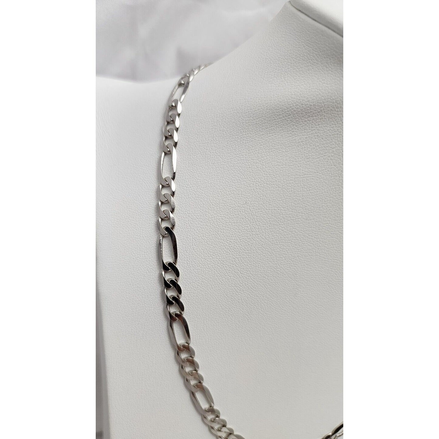 14K White Gold Figaro Link Chain Necklace