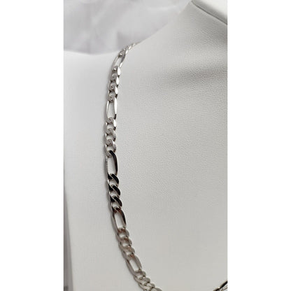 14K White Gold Figaro Link Chain Necklace