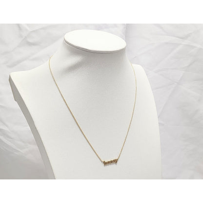 14K Yellow Gold Resizable Link Chain Necklace with Initial "Honey" Charm Pendant