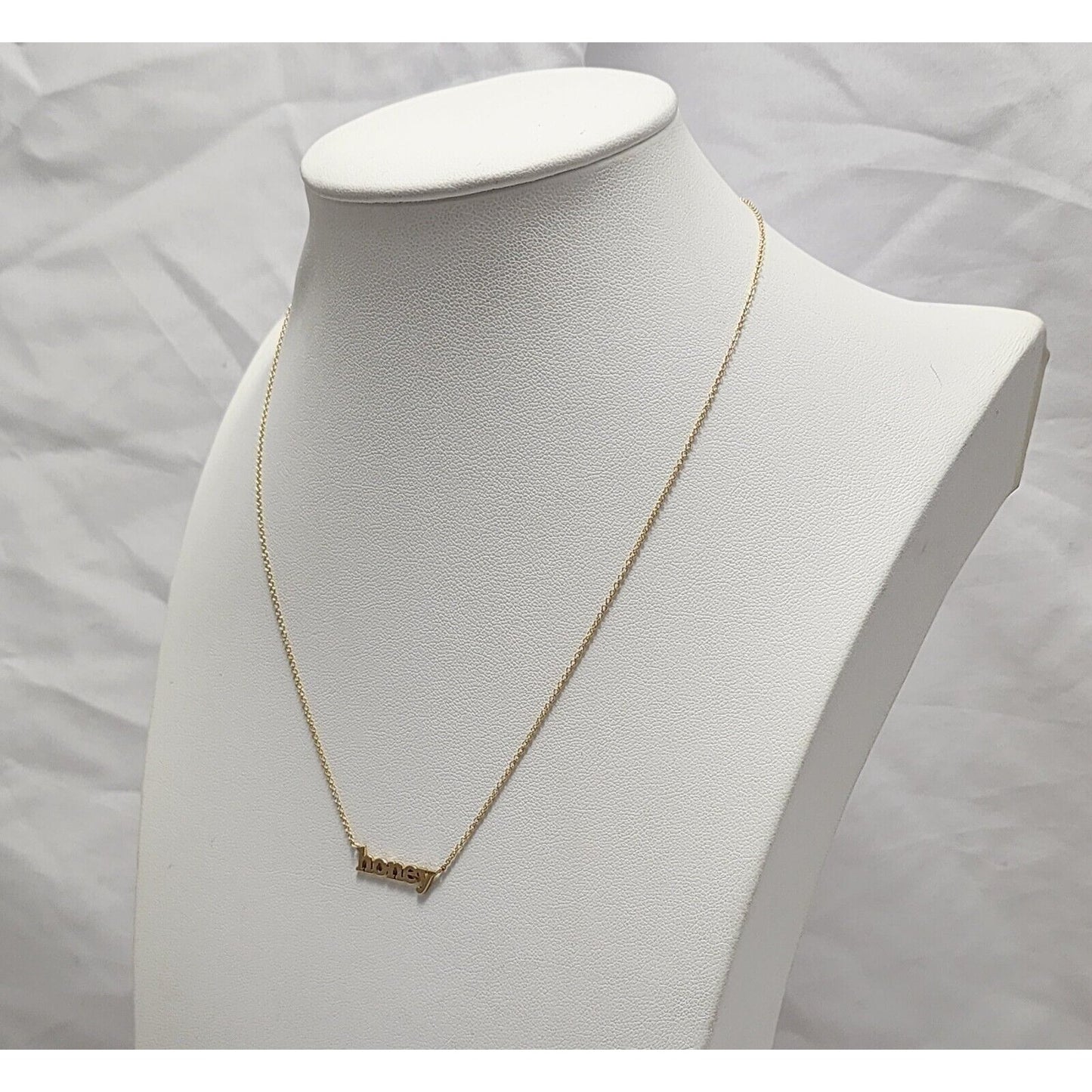 14K Yellow Gold Resizable Link Chain Necklace with Initial "Honey" Charm Pendant