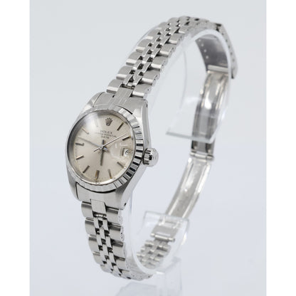 Vintage Rolex Oyster Perpetual Date 6924 Ladies 26mm Silver Dial Jubilee Watch