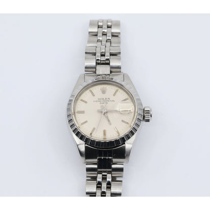 Vintage Rolex Oyster Perpetual Date 6924 Ladies 26mm Silver Dial Jubilee Watch