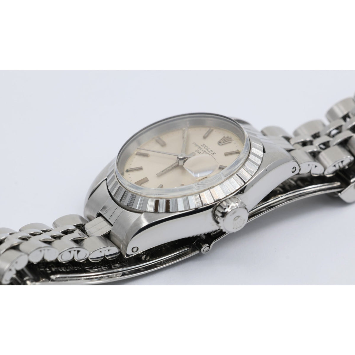 Vintage Rolex Oyster Perpetual Date 6924 Ladies 26mm Silver Dial Jubilee Watch