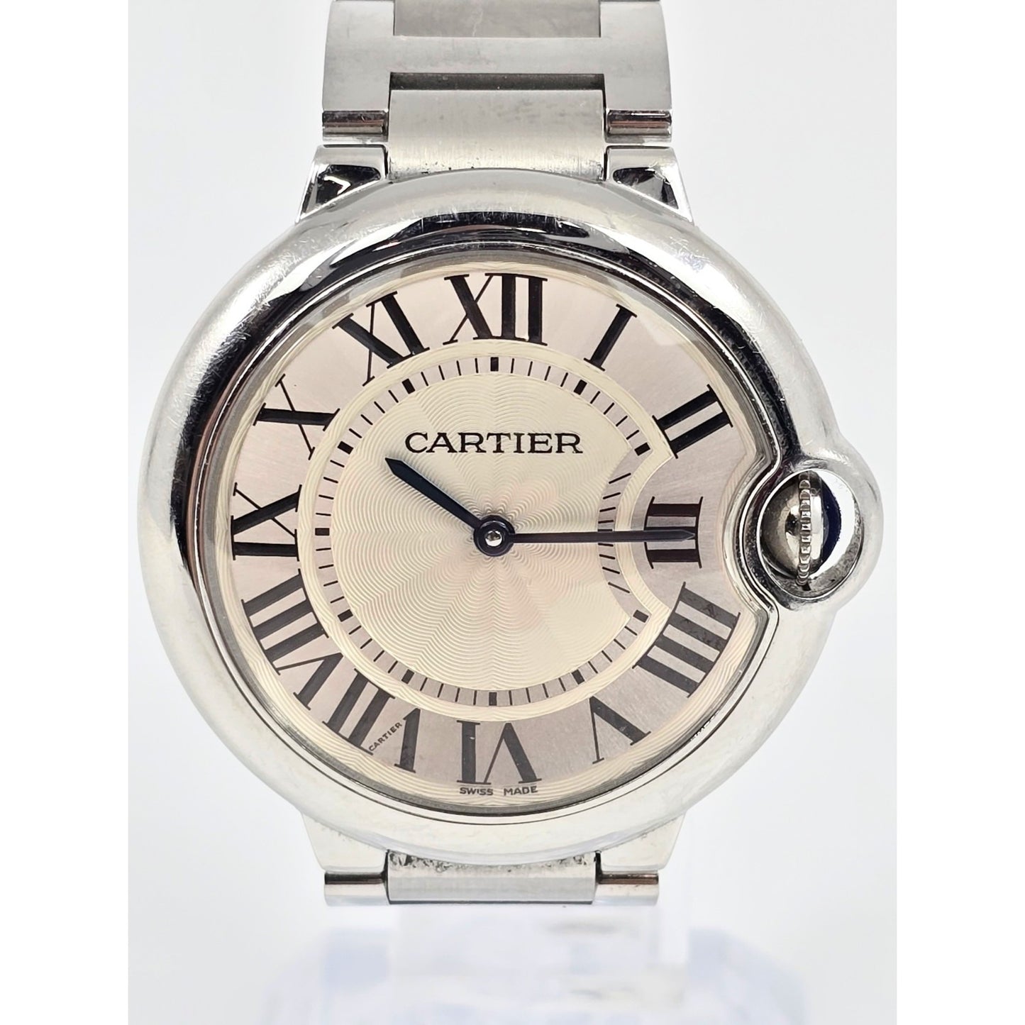 Cartier Ballon Bleu Roman Numeral 36mm Quartz Stainless Steel Wrist Watch 3005