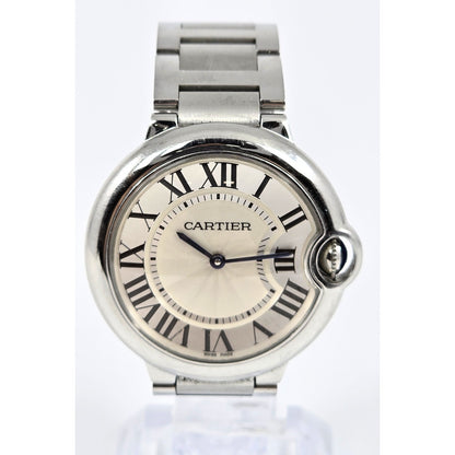 Cartier Ballon Bleu Roman Numeral 36mm Quartz Stainless Steel Wrist Watch 3005