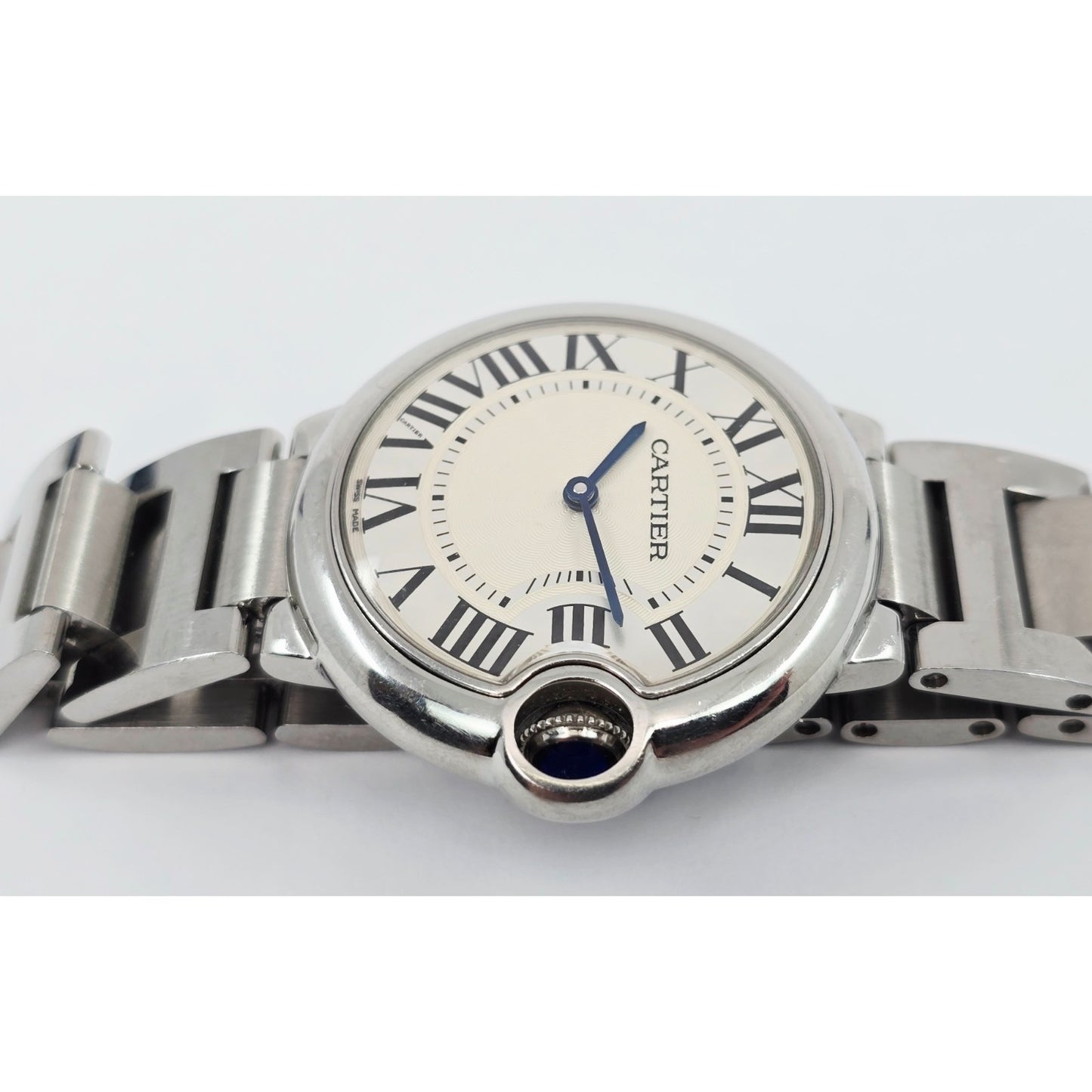 Cartier Ballon Bleu Roman Numeral 36mm Quartz Stainless Steel Wrist Watch 3005