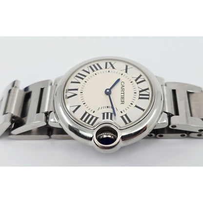 Cartier Ballon Bleu Roman Numeral 36mm Quartz Stainless Steel Wrist Watch 3005