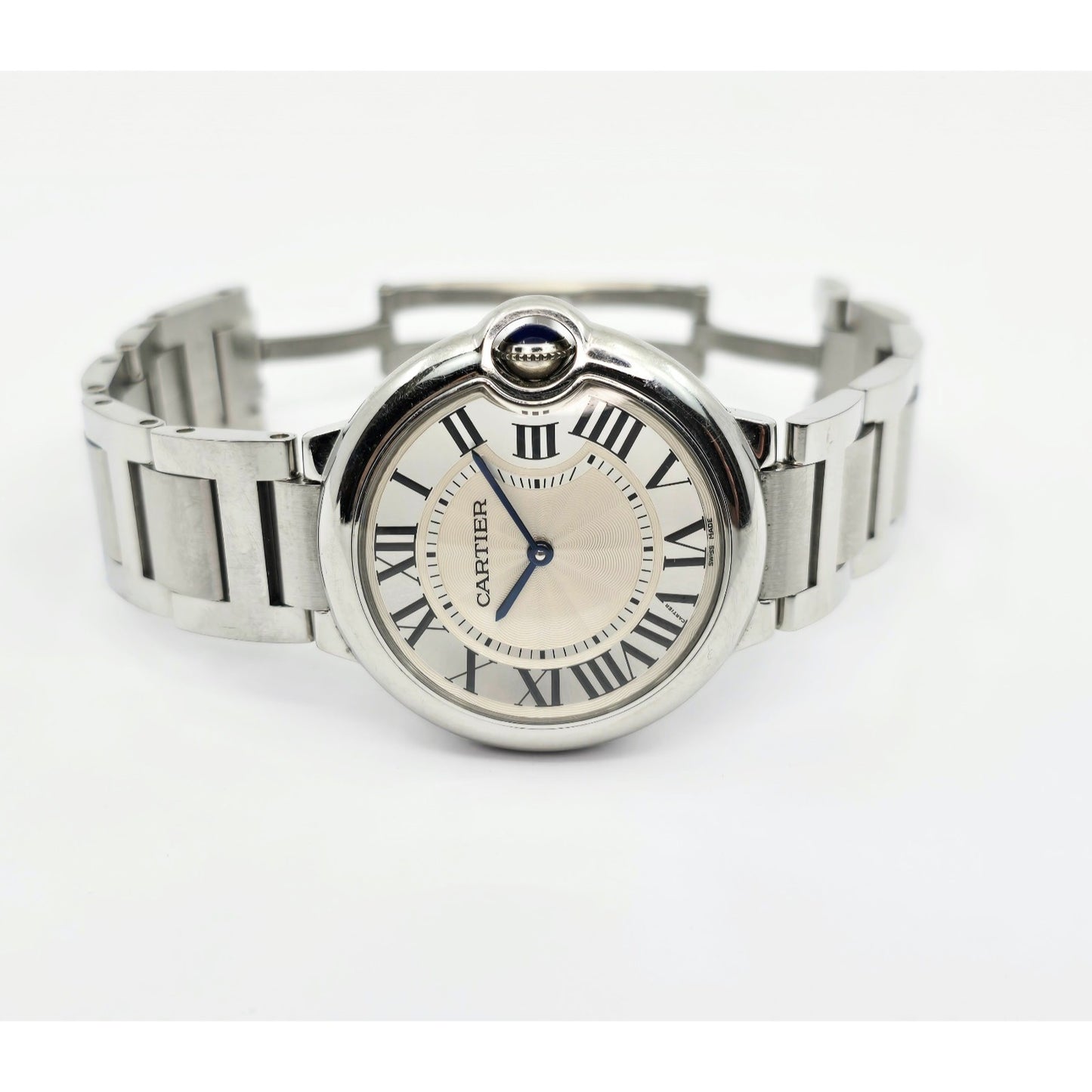 Cartier Ballon Bleu Roman Numeral 36mm Quartz Stainless Steel Wrist Watch 3005