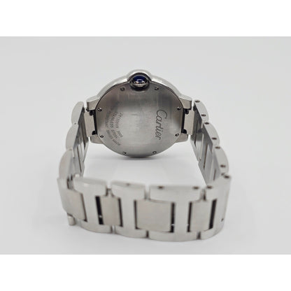 Cartier Ballon Bleu Roman Numeral 36mm Quartz Stainless Steel Wrist Watch 3005