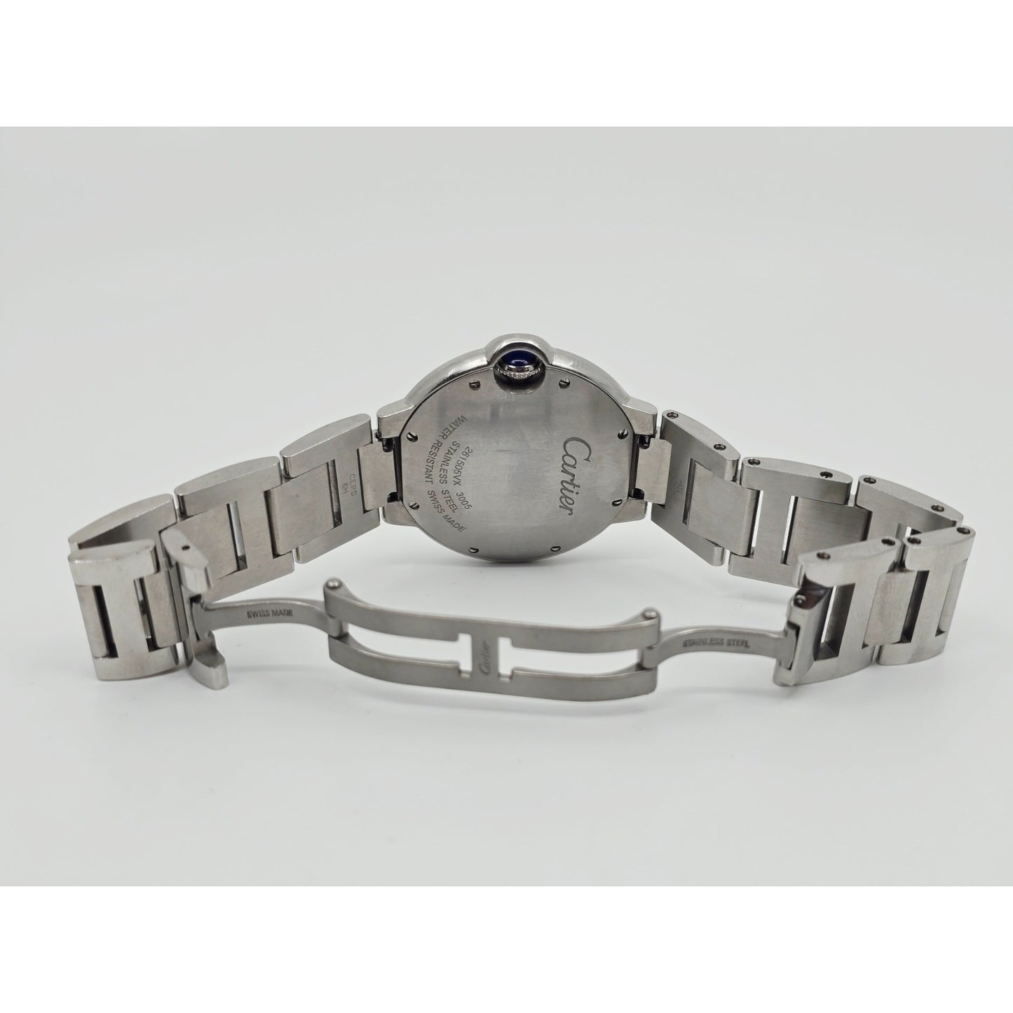 Cartier Ballon Bleu Roman Numeral 36mm Quartz Stainless Steel Wrist Watch 3005
