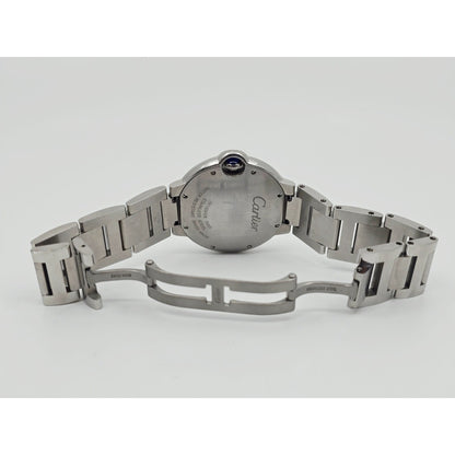 Cartier Ballon Bleu Roman Numeral 36mm Quartz Stainless Steel Wrist Watch 3005