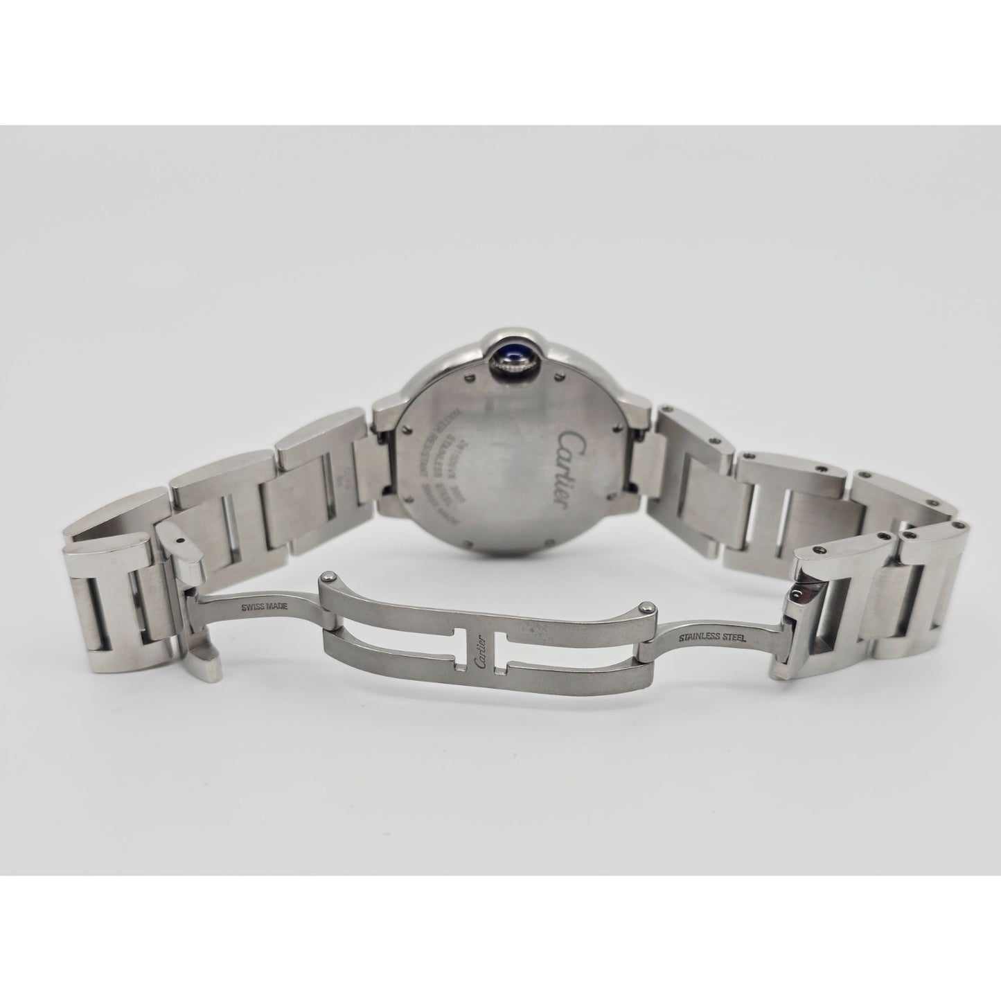 Cartier Ballon Bleu Roman Numeral 36mm Quartz Stainless Steel Wrist Watch 3005