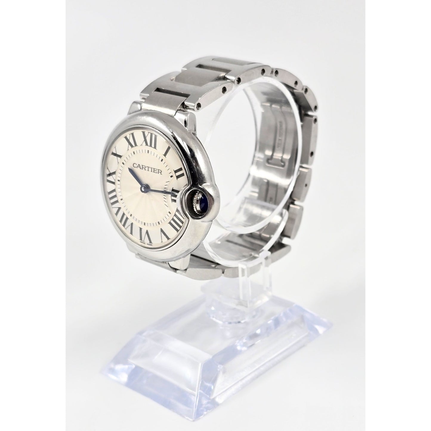 Cartier Ballon Bleu Roman Numeral 36mm Quartz Stainless Steel Wrist Watch 3005