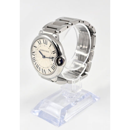 Cartier Ballon Bleu Roman Numeral 36mm Quartz Stainless Steel Wrist Watch 3005