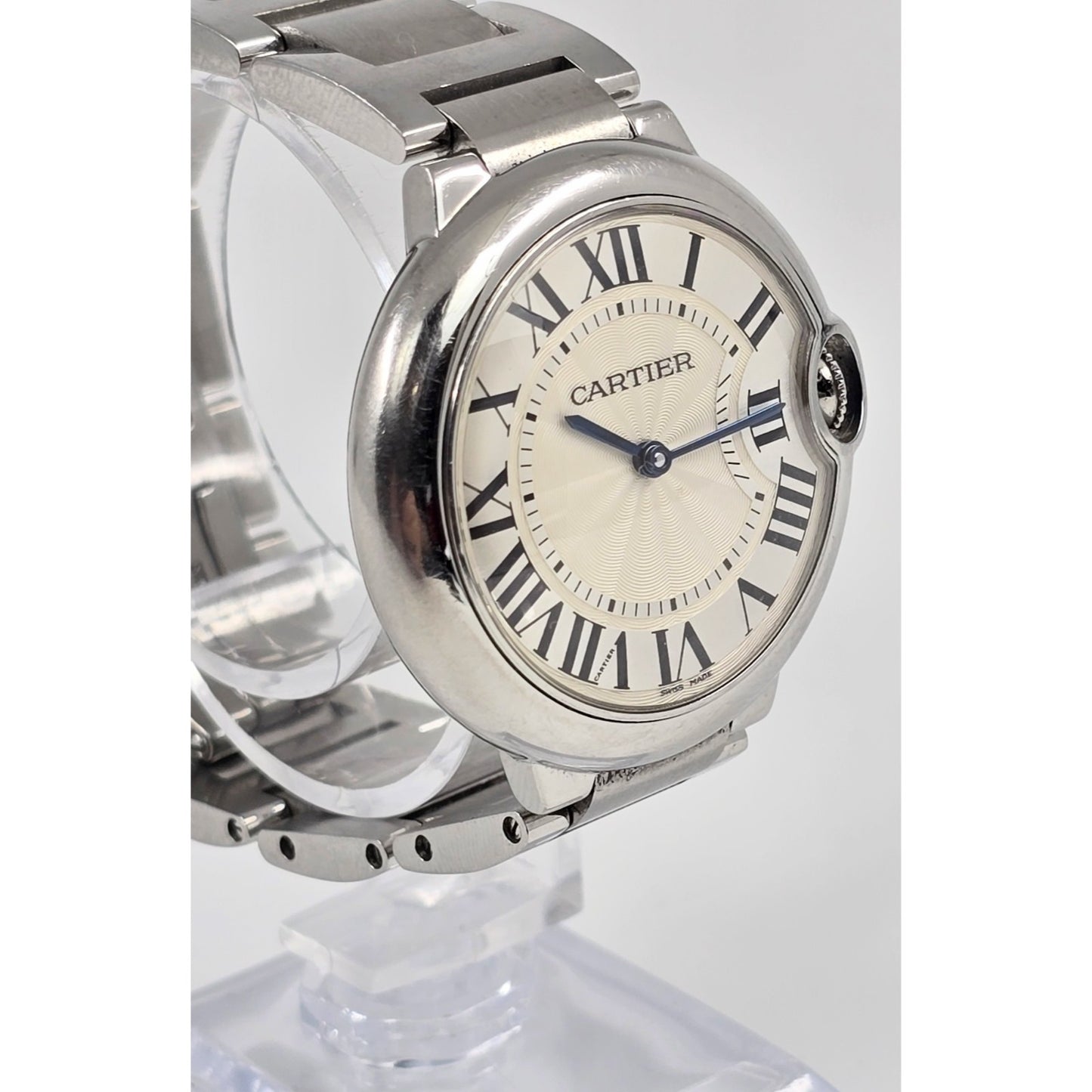 Cartier Ballon Bleu Roman Numeral 36mm Quartz Stainless Steel Wrist Watch 3005