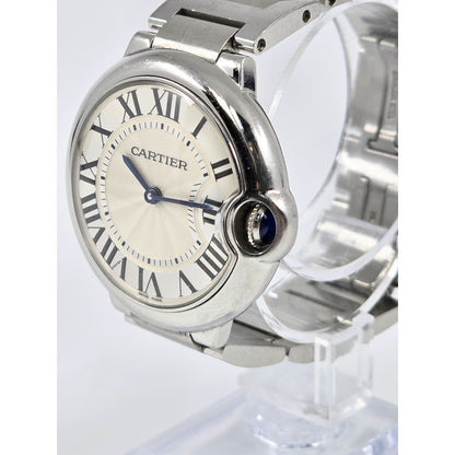 Cartier Ballon Bleu Roman Numeral 36mm Quartz Stainless Steel Wrist Watch 3005