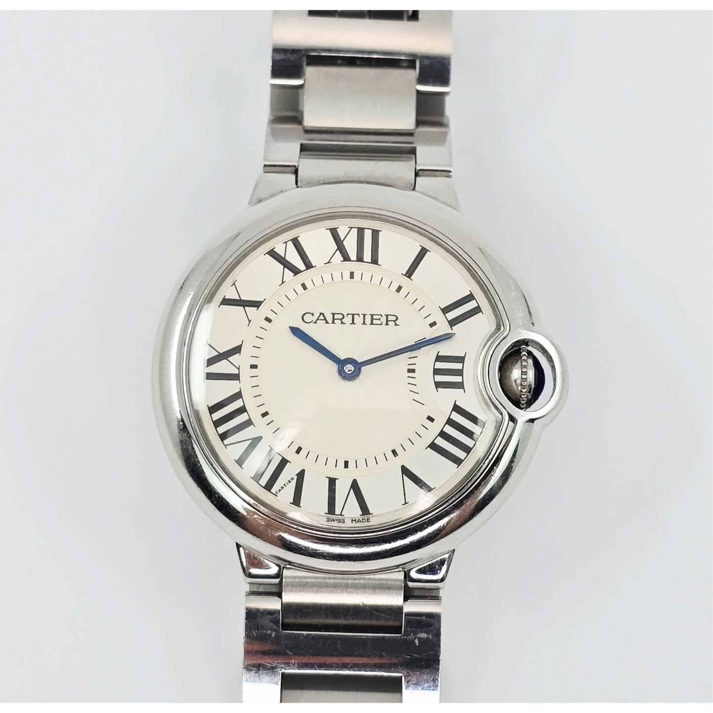 Cartier Ballon Bleu Roman Numeral 36mm Quartz Stainless Steel Wrist Watch 3005